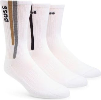 BOSS 3-Pack Crew Socks in White Multi at Nordstrom