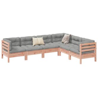 vidaXL Set De Sof&aacute;s Jard&iacute;n 6 Pzas Con Cojines Madera Abeto Douglas
