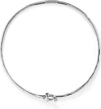 UNOde50 Rigid Necklace with Front Clasp Plated in Sterling Silver with White Topaz at Nordstrom