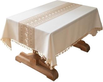 OEM Mantel Rectangular De Lino Y Algod&oacute;n Resistente A Las Manchas, Lavable E Impermeable, Color Champ&aacute;n, Tejido Para Uso Exterior En Jard&iacute;n Y Cocina (140 