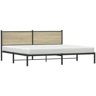 vidaXL Estructura De Cama Sin Colch&oacute;n Metal Roble Sonoma 200x200 Cm Vidaxl