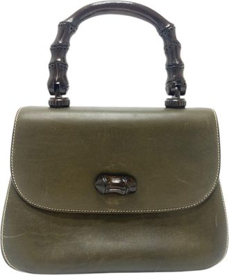 Gucci Khaki Leather Handbag Tote Bag (Pre-Owned)