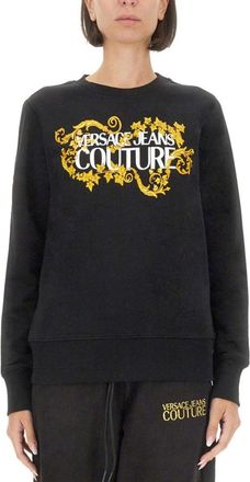 Versace Jeans Couture Black Sweatshirt With Bold Logo Graphic