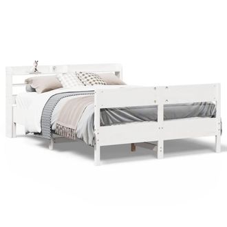 Berkfield Home Bed Frame without Mattress White 135x190 cm Double Solid Wood Pine