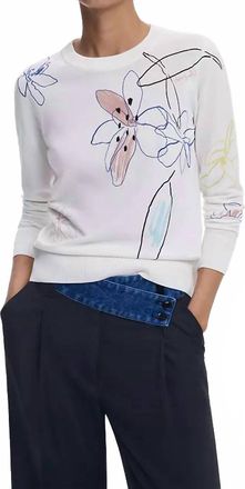 Desigual Jers Arty Thin Gauge Sweater In White