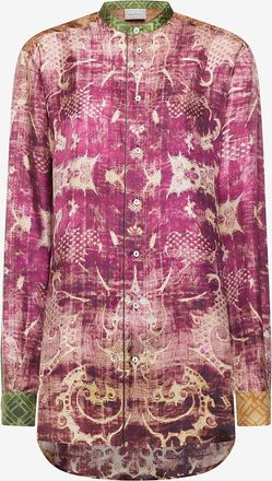 Pierre-Louis Mascia Langes Seidenhemd mit Mandarinkragen Aloe Ribes