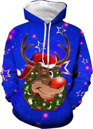 Generic Christmas Jumper 2025 Funny Jumpers Oversized Novelty Santa Clus Snowman Reindeer Printed Xmas Hoodies with Pockets Ugly weatshirts for Men UK Plus Sz