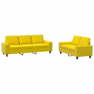 vidaXL Juego De Sof&aacute;s 2 Piezas Tela Amarillo Claro Vidaxl