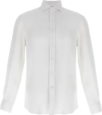 Brunello Cucinelli White Linen Mens Blouse