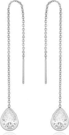 Ettika Barely There Cubic Zirconia Threader Earrings in Rhodium at Nordstrom