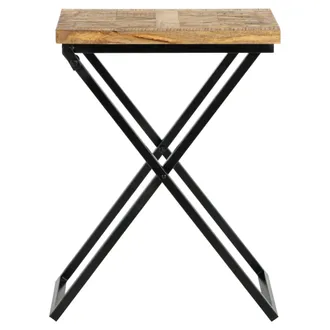WOMO-DESIGN Womo-design - Mesa De Centro X-forma Beino 48x35x63cm Madera Maciza Mango Marr&oacute;n Dise&ntilde;o Tallado A Mano Decorativa Estilo R&uacute;stico Mesita Auxiliar De Ca