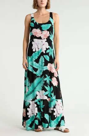 Hurley Warm Weather Maxi Dress in Black Multi at Nordstrom Rack, Size X-Large