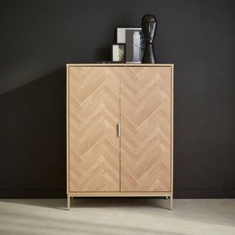 Sweeek 110cm Herringbone Storage Cabinet With 2 Doors in Light Brown