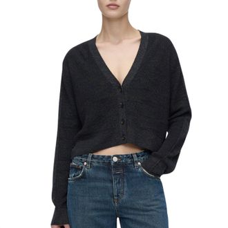 Closed Short Cropped Cardigan In Smokey Blue
