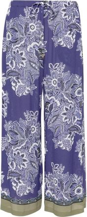 Etro floral-print wide-leg trousers - women - Viscose - M - Blue