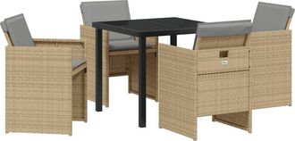 vidaXL Garden Dining Set 5 pcs Beige Poly Rattan Vidaxl