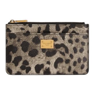 Dolce & Gabbana Wallets & Cardholders, female, Brown, Size: ONE SIZE Leopard Print Zip Wallet