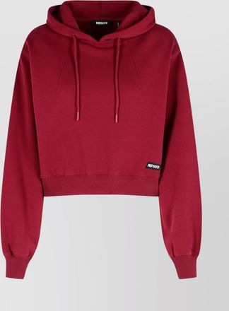 Rotate cotton sweatshirt hood ribbed cuffs