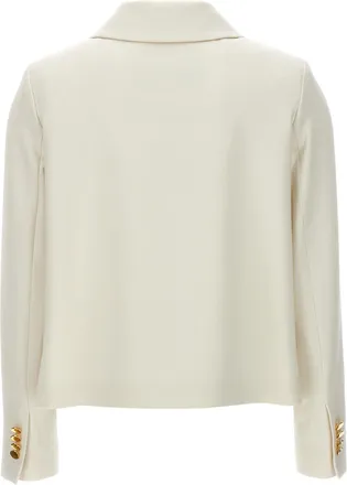 Kiton Womens White Virgin Wool Full-Length Jacket Clothing