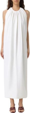 Sportmax Maxi Dresses, female, White, XS, Sophisticated Maxi Dress with Gathered Neckline