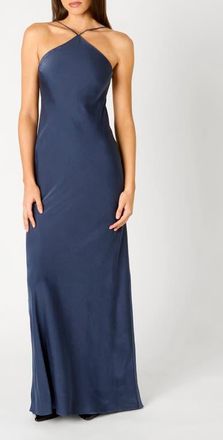 Nia Kelton Cowl Back Satin Gown in Grey Blue at Nordstrom, Size X-Small