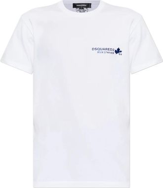 Dsquared2 Katoenen T-shirt met Logo - Heren - T-shirts - Wit - M - Katoen - Tops