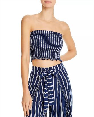 Peixoto Joan Cover Up Top In Indigo Stripe