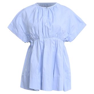 Victoria Beckham Short Sleeve Blouse in Light Blue Cotton
