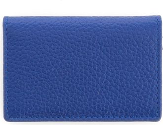 Royce Leather Personalized Leather Card Case in Blue - Silver Foil at Nordstrom