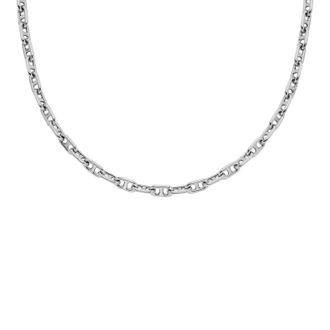 Fossil Womens Heritage D-Link Silver-Tone Brass Chain Necklace