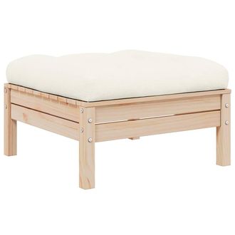 vidaXL Taburete De Jard&iacute;n Con Coj&iacute;n Crema Madera Maciza De Pino Vidaxl