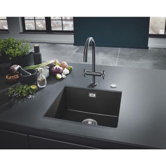 GROHE Fregadero De 1 Seno 457 X 406 Mm Granito Negro Compuesto De Cuarzo K700u