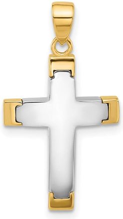 Diamond2Deal 14k Two-tone Gold Polished Cross Pendant