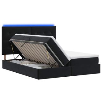 vidaXL Letto Con Contenitore Led E Materasso Nero 200 X 200 Cm Velluto Vidaxl