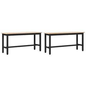 vidaXL Bancos De Comedor 2 Pcs Natural 100 X 32,5 X 49 Cm Vidaxl