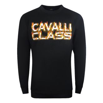 Cavalli Fire Logo Ontwerp Zwart Sweatshirt