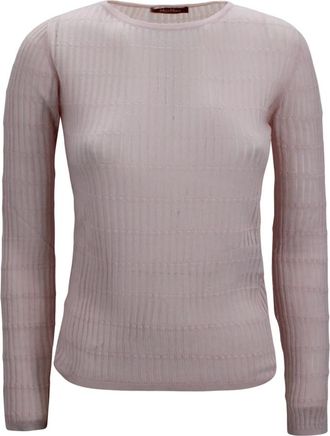 Max Mara Round-neck Knitwear, female, Pink, S, Maglia Slim Fit