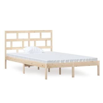 Berkfield Home Bed Frame Solid Wood Pine 120x200 cm in Light Tan | Size: Small Double