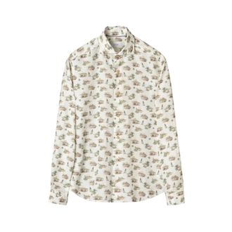 Eton Motif Print Linen Shirt - male - Eton - Casual Shirts - Multicolor - XL - Shirts
