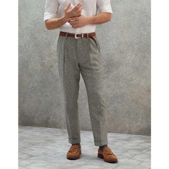 Brunello Cucinelli MenS Grey Wool Checked Trousers, Size 36