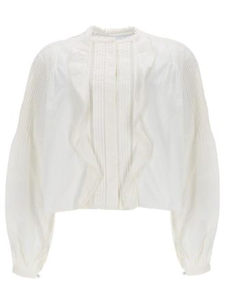 Isabel Marant Neutrals Cubraly Cropped Lace Insert Shirt