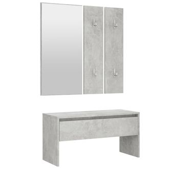 vidaXL Vidaxl - Set De Muebles De Recibidor Madera Contrachapada Gris Hormig&oacute;n