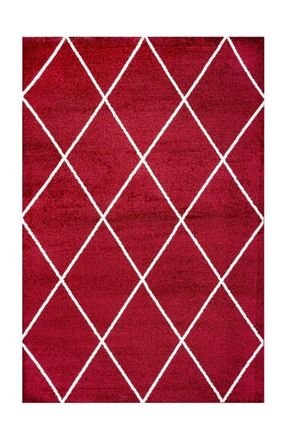 Jonathan Y Designs Cole Minimalist Diamond Trellis Area Rug in Red/white at Nordstrom, Size 4Ft 0In X 6Ft 0In