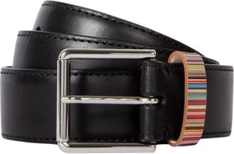 Paul Smith Riem met Streep Detail - Heren - Riemen - Zwart - 90 CM - Leer - Accessoires