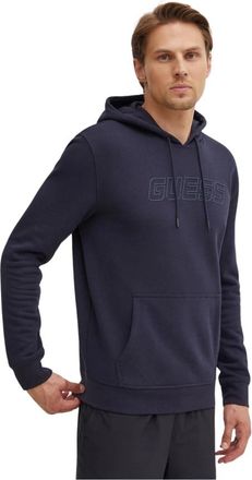 Guess Aldwin Hoodie - Heren - Hoodies - Blauw - 2XL - Katoen - Hoodies & sweatvesten