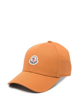 Moncler logo-patch cotton cap - Brown