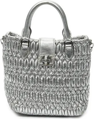 Miu Miu Small Turn Lock Crystal Tote Handtas