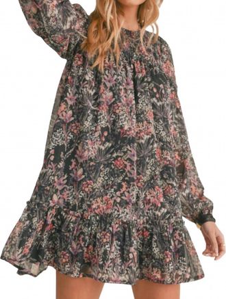 Sadie & Sage Pull Me In Whirred Mini Dress In Black Multi