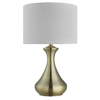 Searchlight Searchlight - Lampada Scrivania Contemporanea Tocco Acciaio Ottone Tessuto Bianco 1 Luce E14
