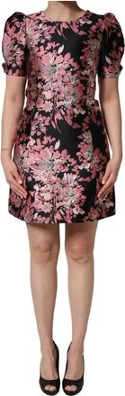 Dolce & Gabbana Gebloemde Brokaat A-lijn Mini Jurk - Dames - Korte kleedjes - Veelkleurig - S - Leer - Kleedjes